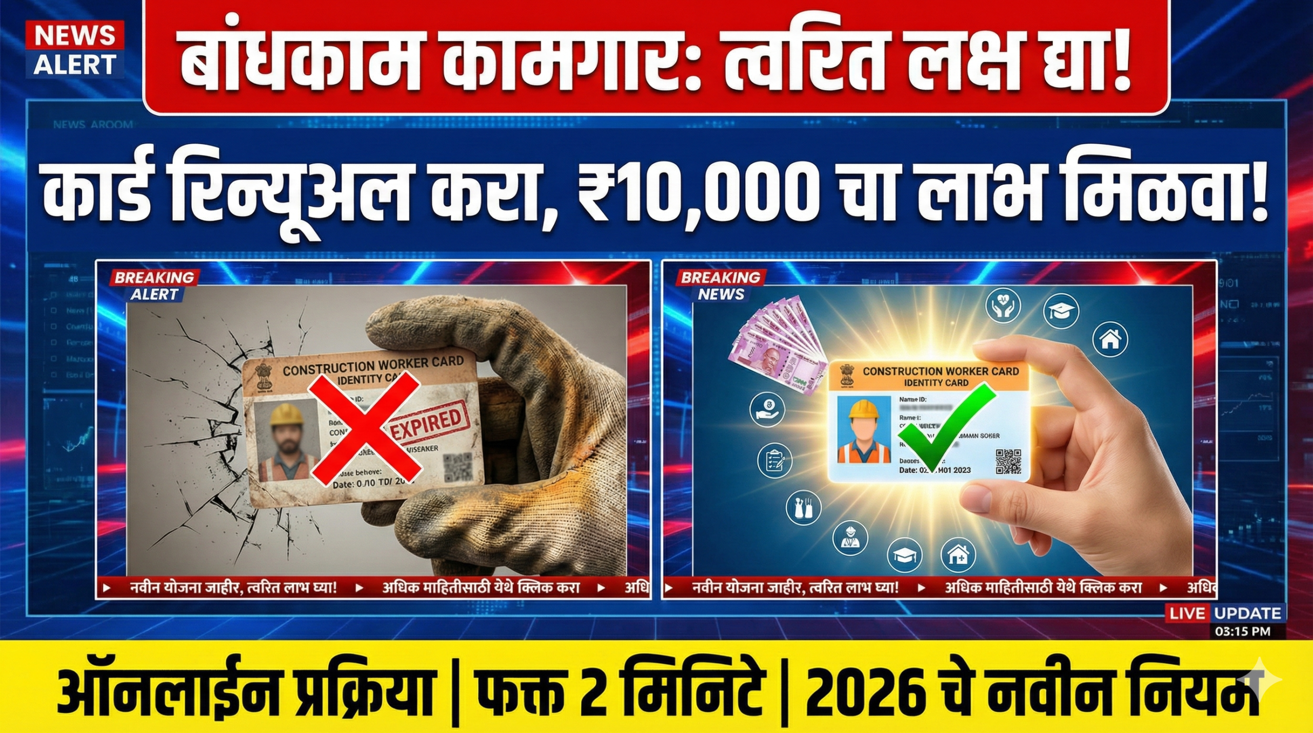 bandhkam kamgar renewal kase karave online