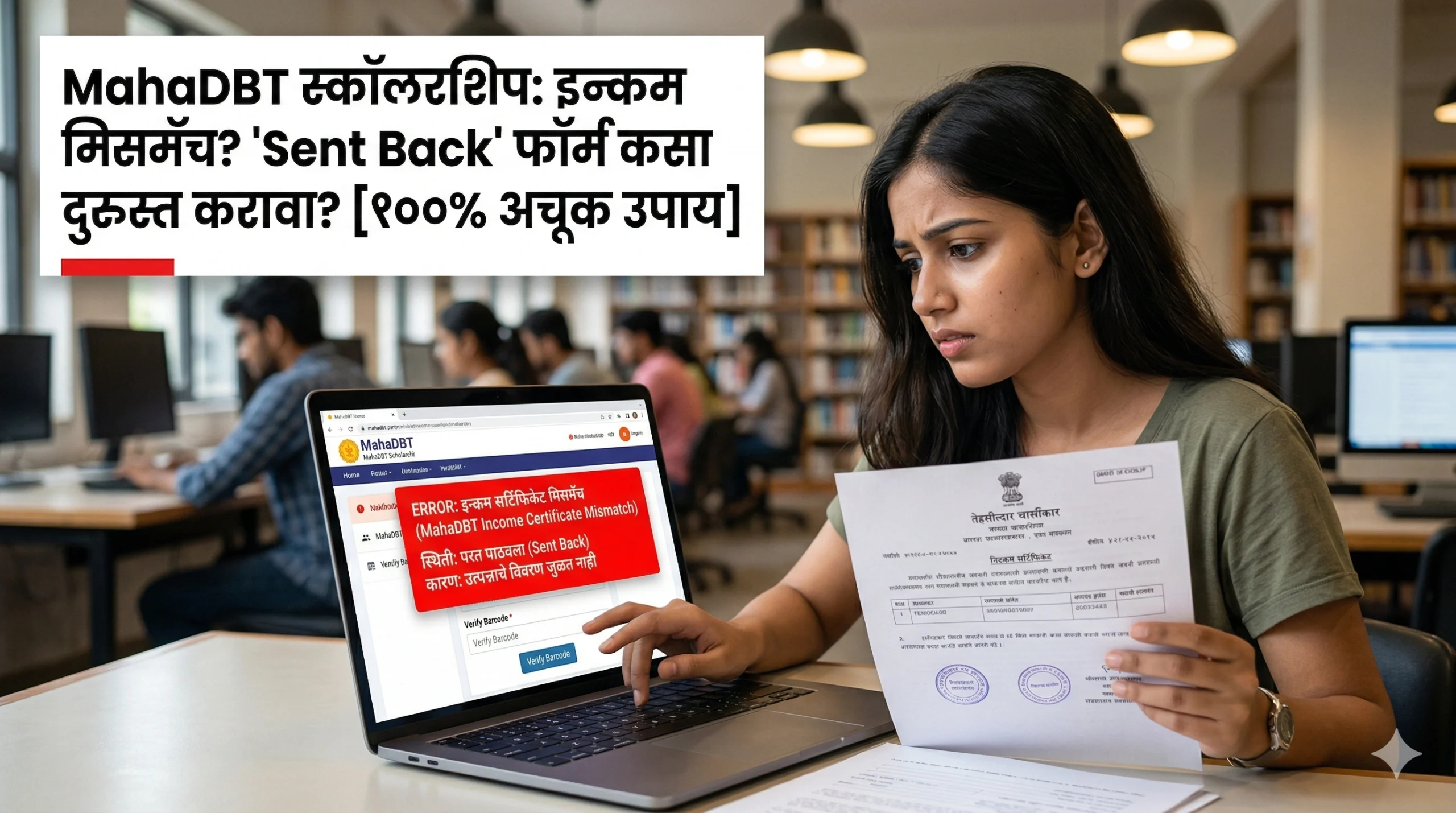 MahaDBT income certificate mismatch solution